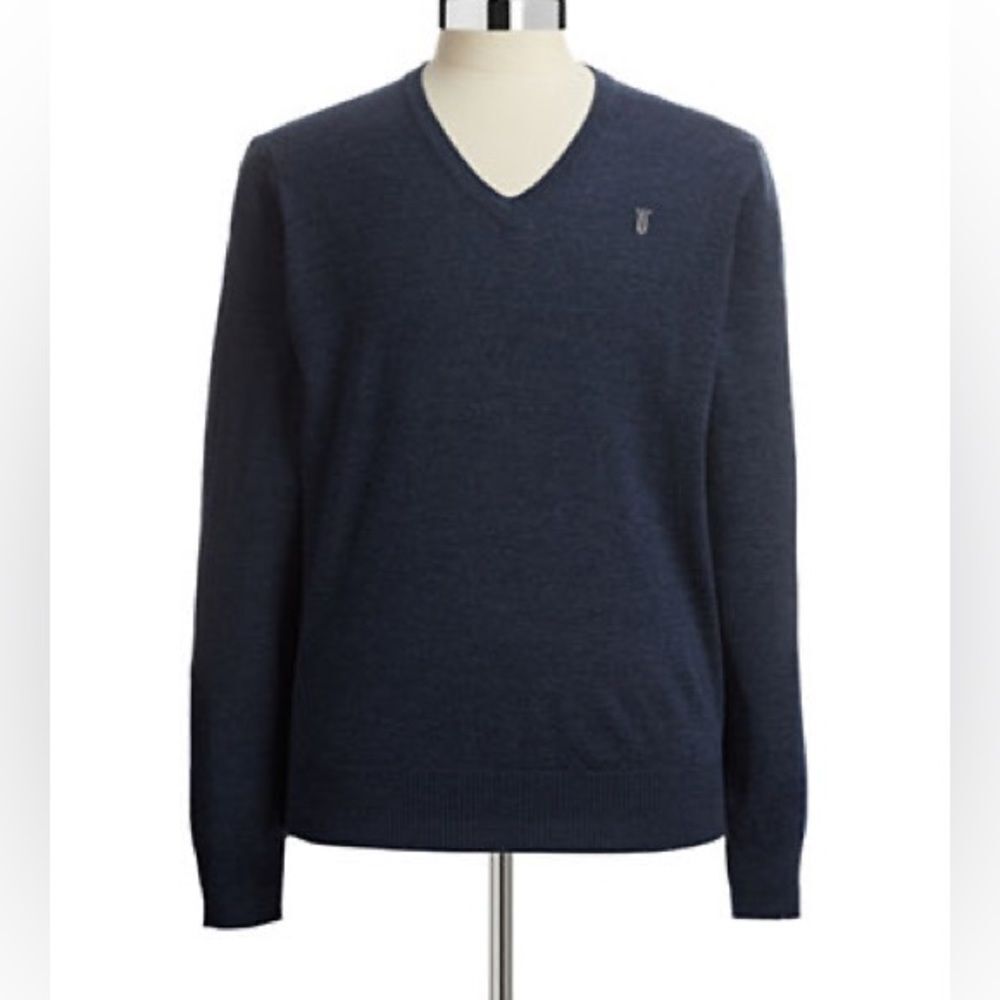 Bruun And Stengade Ribbed V-Neck Sweater-NIGHT-X-Large